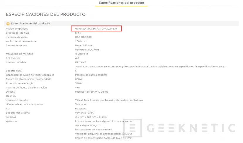 Geeknetic ZOTAC lanza un modelo de NVIDIA RTX 3070 Ti con una GPU GA102-150 1
