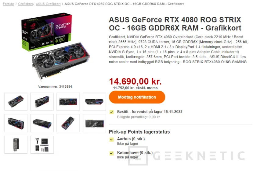 Geeknetic Listadas varias NVIDIA RTX 4080 personalizadas en una tienda danesa desde los 1.637 euros 2