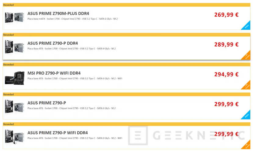 Geeknetic Publicados los precios de placas MSI y ASUS con chipset Z790 desde los 269,99 hasta los 1.369,99 euros 1