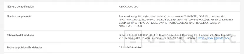 Geeknetic GIGABYTE registra 8 modelos da NVIDIA RTX 4070 Ti e 7 da AMD Radeon RX 7900 XTX e XT 1