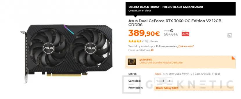 Geeknetic Consigue una ASUS GeForce RTX 3060 por 389,90 euros en las ofertas Black Friday de PCComponentes 1