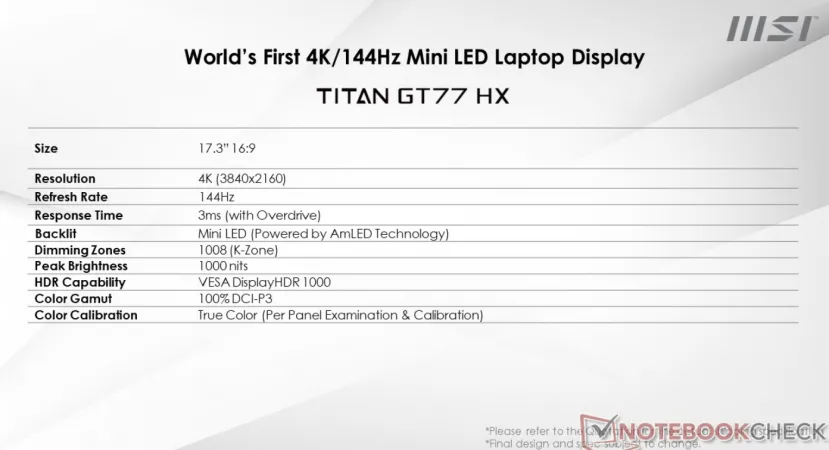Geeknetic El próximo MSI TITAN GT77 tendrá un panel MiniLED 4K a 144 Hz junto a una RTX 40 2