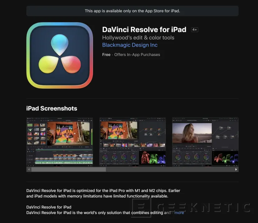 Geeknetic El editor de vídeo Davinci Resolve llega al iPad 1