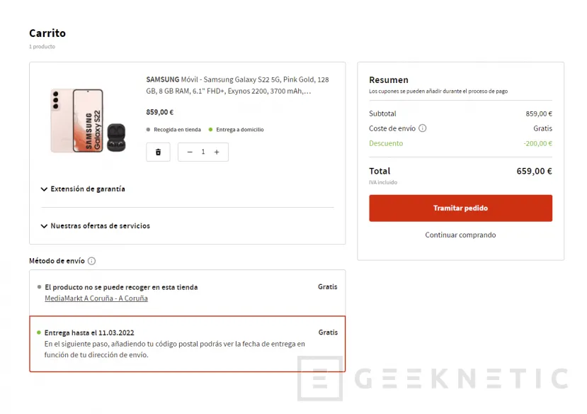 Geeknetic El Samsung S22 ya está de oferta por 659 euros en Mediamark 1