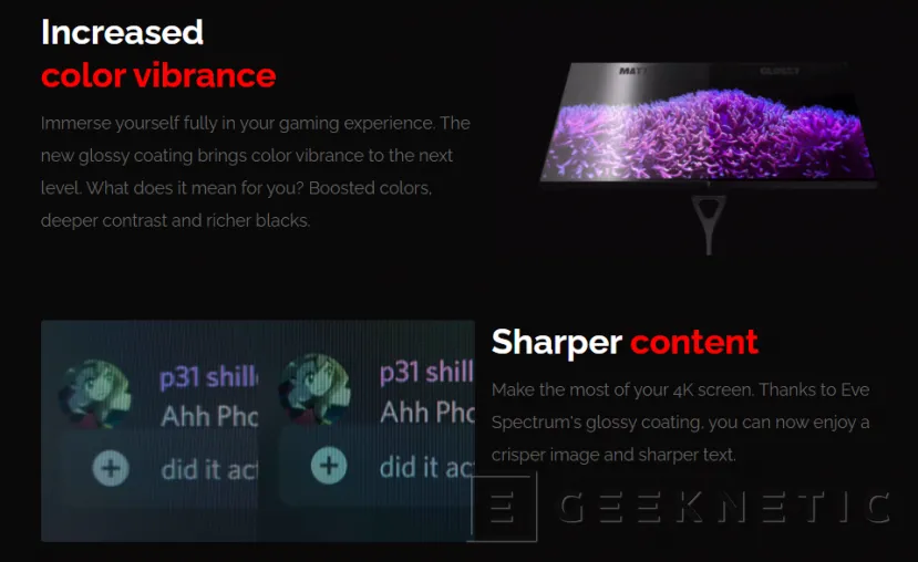 Geeknetic Eve anuncia el primer monitor Gaming 4K con acabado brillante 1