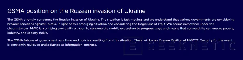 Geeknetic Rusia expulsada del MWC por el ataque a Ucrania 1