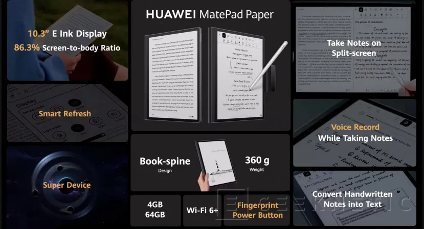 Geeknetic El lector de libros electrónicos Huawei MatePad Paper cuenta con pantalla E Ink de 10,3&quot; 2