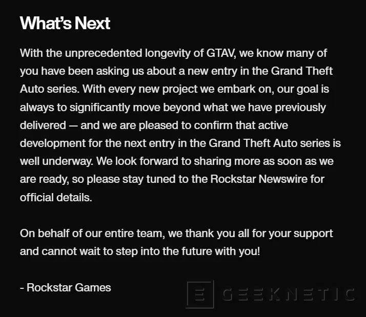 Geeknetic Rockstar Games confirma oficialmente que GTA VI está bien entrado en su desarrollo 1