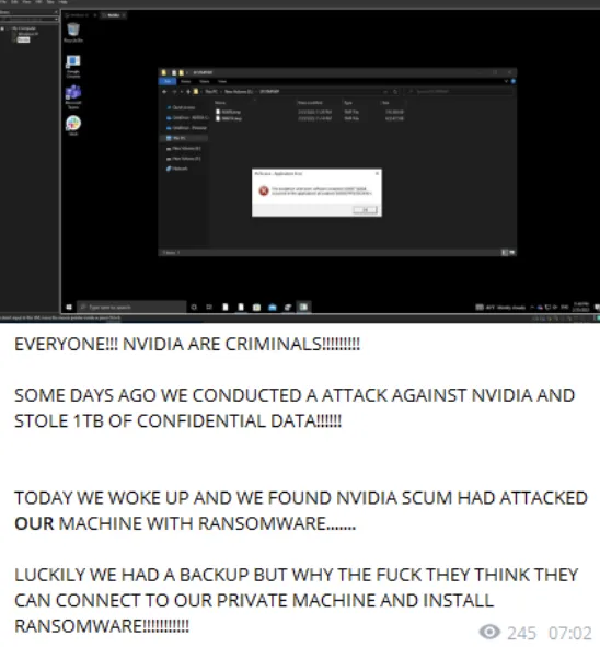 Geeknetic NVIDIA infecta con ransomware a los hackers que les robaron información, según filtraciones 2
