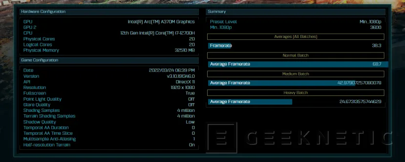 Geeknetic La Intel Arc A370M se deja ver en el test de Ashes of the Singularity 1