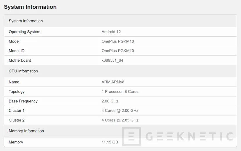 Geeknetic El OnePlus Ace se deja ver en Geekbench con un procesador Mediatek Dimensity 8100 2