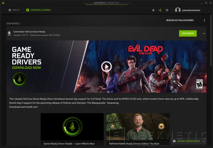 Geeknetic Disponibles los drivers NVIDIA GeForce Game Ready 512.77 que añade DLSS a Evil Dead: The Game 2