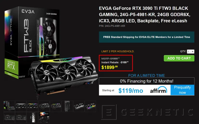 Geeknetic EVGA vende la RTX 3090 Ti FTW3 Black 100 dólares por debajo de su precio recomendado 1