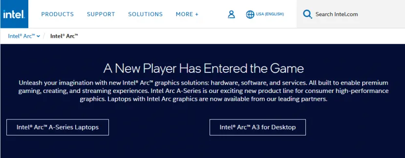 Geeknetic Visto un enlace a las Intel Arc A3 para equipos de escritorio en la web de Intel 1