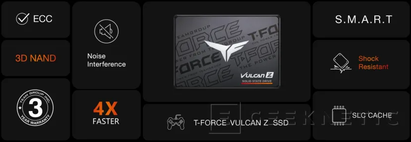 Geeknetic TEAMGROUP lanza la nueva serie de SSD Sata para Gaming T-Force VULCAN Z de hasta 2 TB 3
