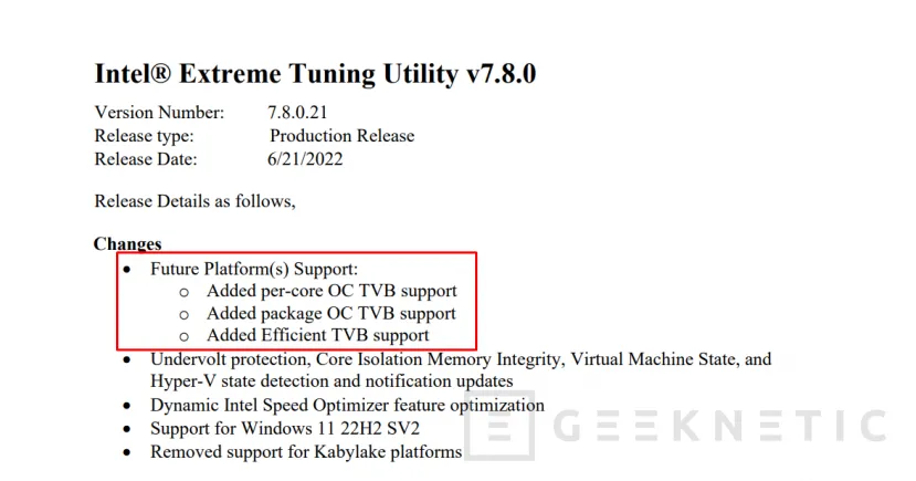Geeknetic Intel Extreme Tuning Utility se actualiza con soporte para TVB en los Raptor Lake 1