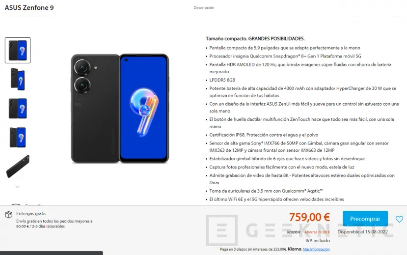 Geeknetic El ASUS ZenFone 9 contará con un descuento de 70 euros por su lanzamiento 1