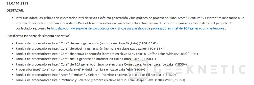 Geeknetic Intel separa los drivers para gráficos más recientes y añade a soporte heredado los más antiguos 2