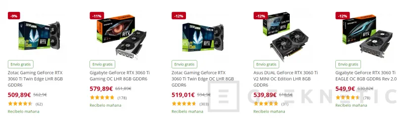 Geeknetic Las gráficas de AMD ya están un 14% por debajo de su precio recomendado, NVIDIA solo baja en los modelos más caros 2