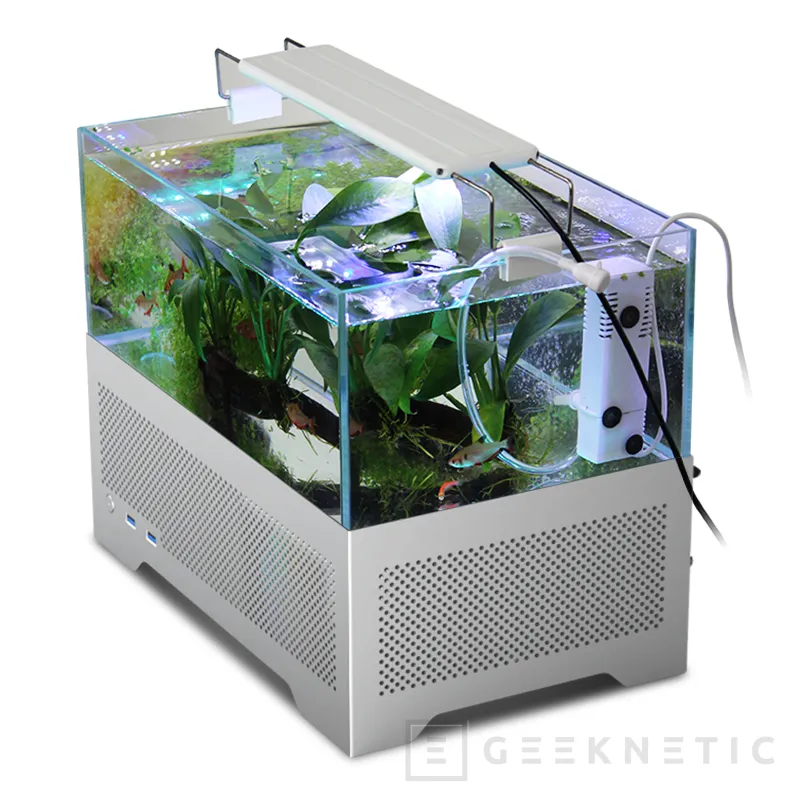 Com a torre MetalFish Y2 Fish Tank você terá um aquário em cima do seu computador 1