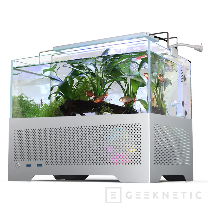 Com a torre MetalFish Y2 Fish Tank você terá um aquário em cima do seu computador 2