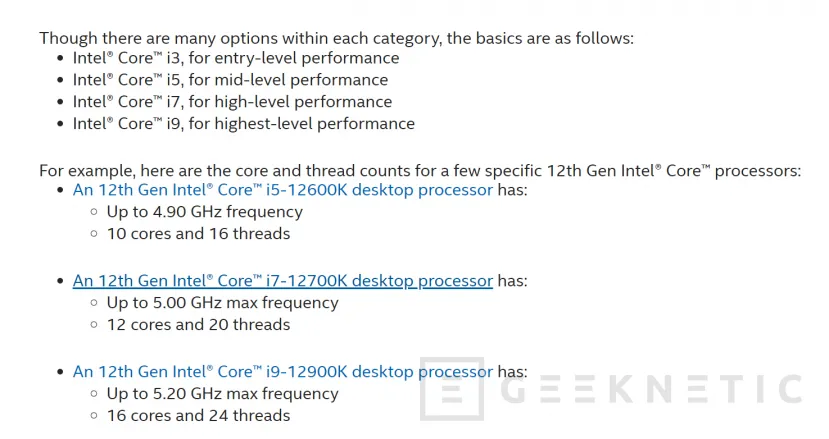 Geeknetic Intel ha filtrado la velocidad de reloj y configuración de núcleos de 3 referencias Intel Raptor Lake 1