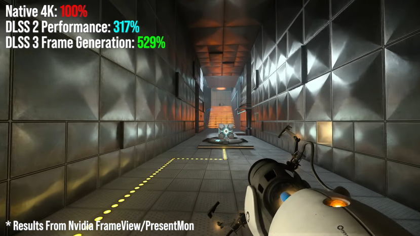 Geeknetic Primeras impresiones de la NVIDIA RTX 4090 junto con DLSS3 ofrecen hasta 5 veces más rendimiento en Portal RTX 1