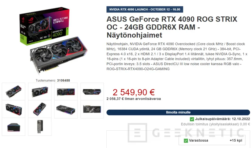 Geeknetic Salen a la luz precios en euros de las NVIDIA RTX 4090 personalizas desde los 1.999 hasta 2.549 euros 3