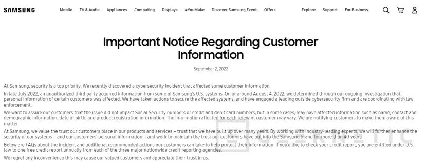 Geeknetic Samsung informa a sus usuarios de que sus datos pueden haber sido comprometidos 1