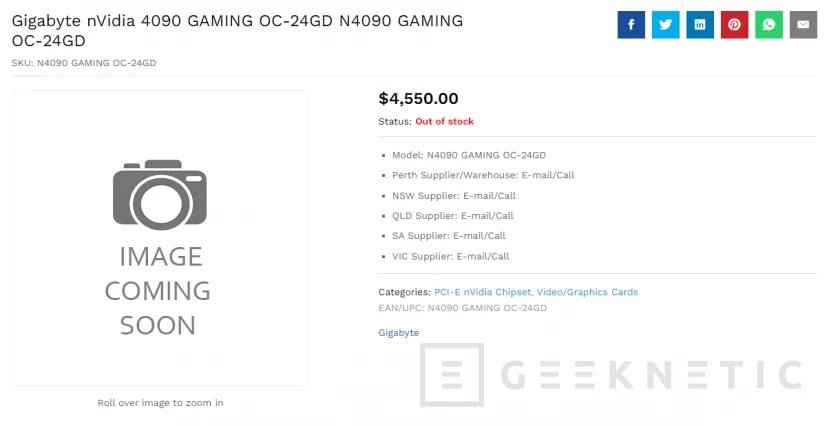 Geeknetic Aparece una NVIDIA GeForce RTX 4090 de Gigabyte por 4550 dólares australianos en una tienda online 1