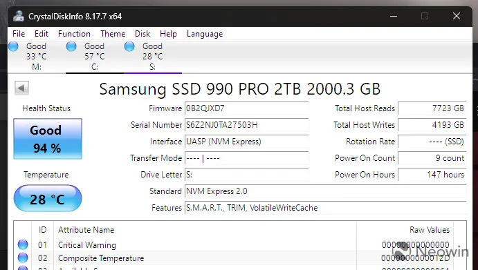 Geeknetic Algunas unidades de SSD Samsung 990 Pro reducen el porcentaje de salud casi a diario 2