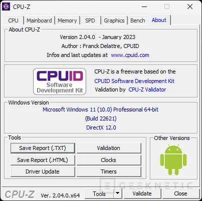 Geeknetic Nueva versión de CPU-Z 2.04 compatible con el Intel Core i9-13900KS y los AMD Ryzen 7000X3D 2