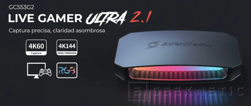 Geeknetic La capturadora AVerMedia Live Gamer Ultra 2.1 soporta HDMI 2.1 con transmisión 4K 144FPS  con HDR y VRR 1