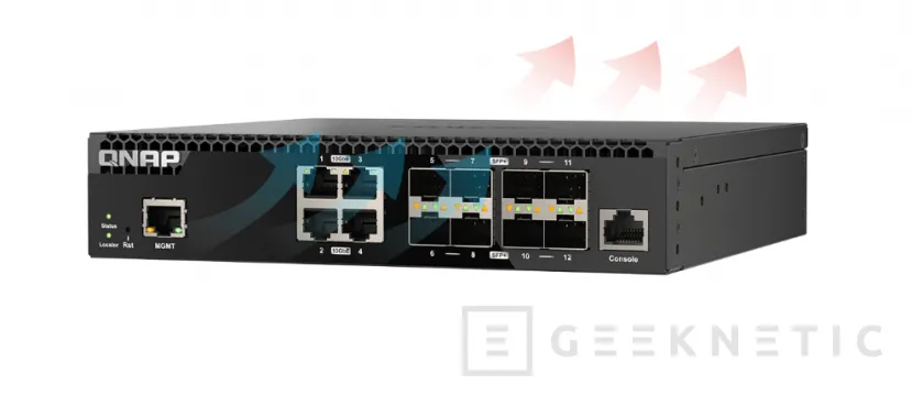 Geeknetic Nuevo Switch Gestionado QNAP QSW-M3212R-8S4T con 12 puertos a 10 GbE y tamaño reducido 3