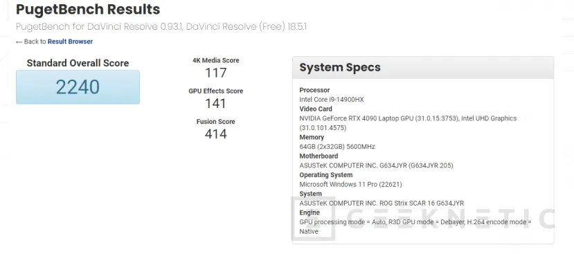 Geeknetic Visto el Intel Core i9-14900HX junto con una NVIDIA RTX 4090 en el ASUS ROG Strix SCAR 16 1