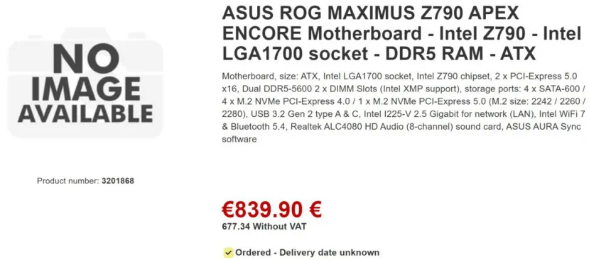 Geeknetic Vista la nueva placa ASUS ROG MAXIMUS Z790 APEX ENCORE con WiFi 7 por 840 euros 1