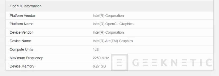 Geeknetic La GPU integrada en los Intel Meteor Lake con 8 Xe Cores tienen un rendimiento similar a la Intel Arc A350M 1