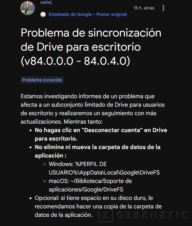 Geeknetic Google Drive está eliminando carpetas y archivos de algunos usuarios 1
