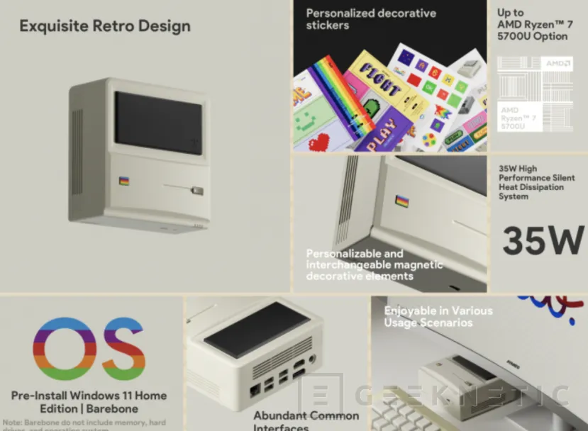 Geeknetic AYANEO anuncia su Mini PC AM01 Retro con diseño del Apple Macintosh y un Ryzen 7 5700U 2