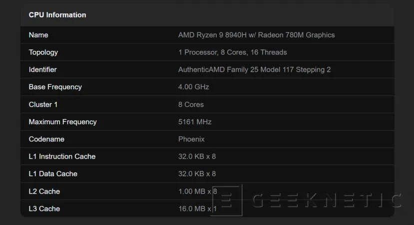 Geeknetic Los AMD Ryzen 8940H, 8840HS y 8640HS se dejan ver en Geekbench con especificaciones similares a los Ryzen 7000H 1