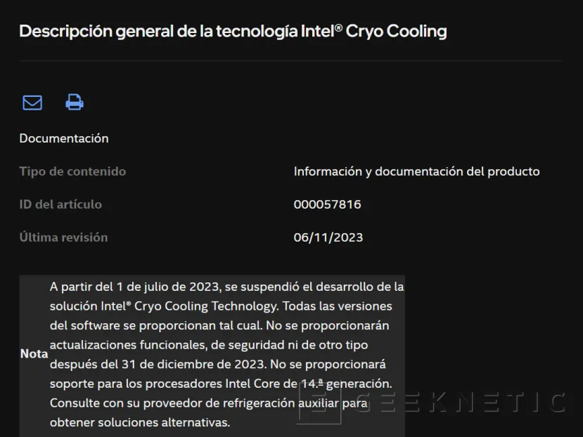 Geeknetic Intel cancela su tecnología Cryo Cooling y no será compatible con Raptor Lake Refresh 1