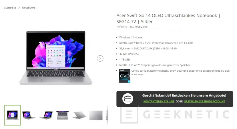 Geeknetic Filtrados varios modelos de Acer con los Intel Core Ultra 5 y 7 y las nuevas Intel Arc integradas 3