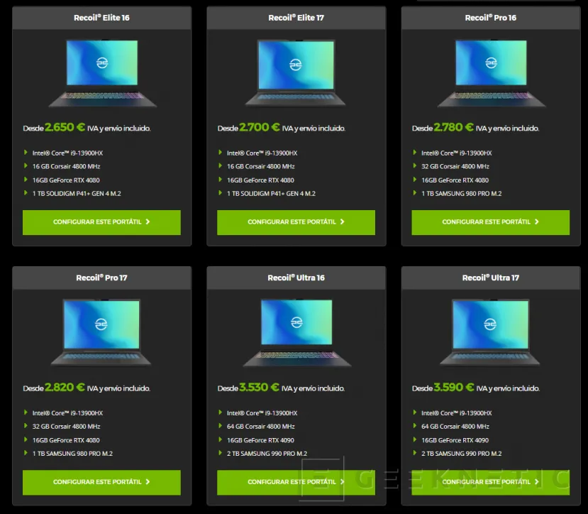 Geeknetic PCSpecialist ya incluye las RTX 40 en pre-compra entre sus portátiles configurables 1