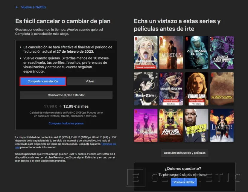 Geeknetic Cómo darse de baja de Netflix paso a paso 3