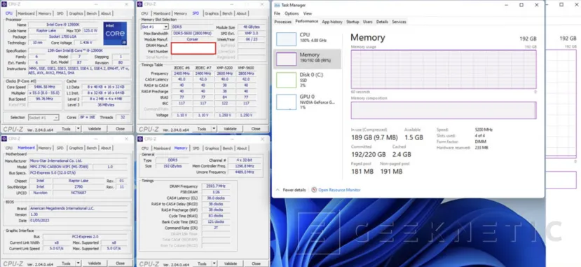Geeknetic MSI ya soporta hasta 192 GB de RAM con módulos de 48 GB en sus placas base Intel 700 y 600 2