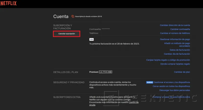 Geeknetic Cómo darse de baja de Netflix paso a paso 2