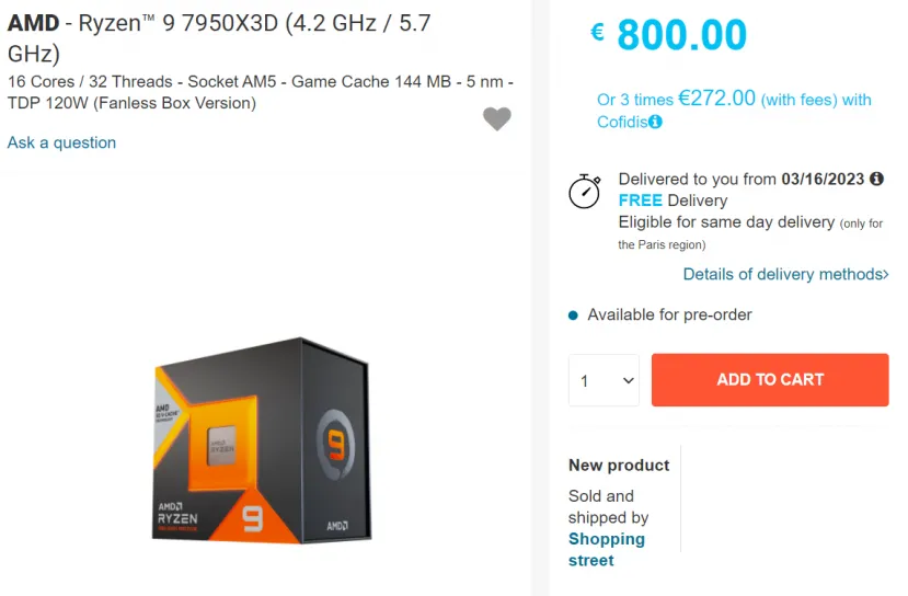 Geeknetic Aparece para reservar el AMD Ryzen 9 7950X3D por 800 euros en una tienda de Francia 1