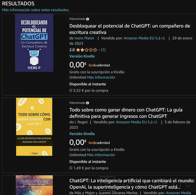 Geeknetic ChatGPT aparece como autor o coautor de más de 200 libros en Amazon Kindle 1