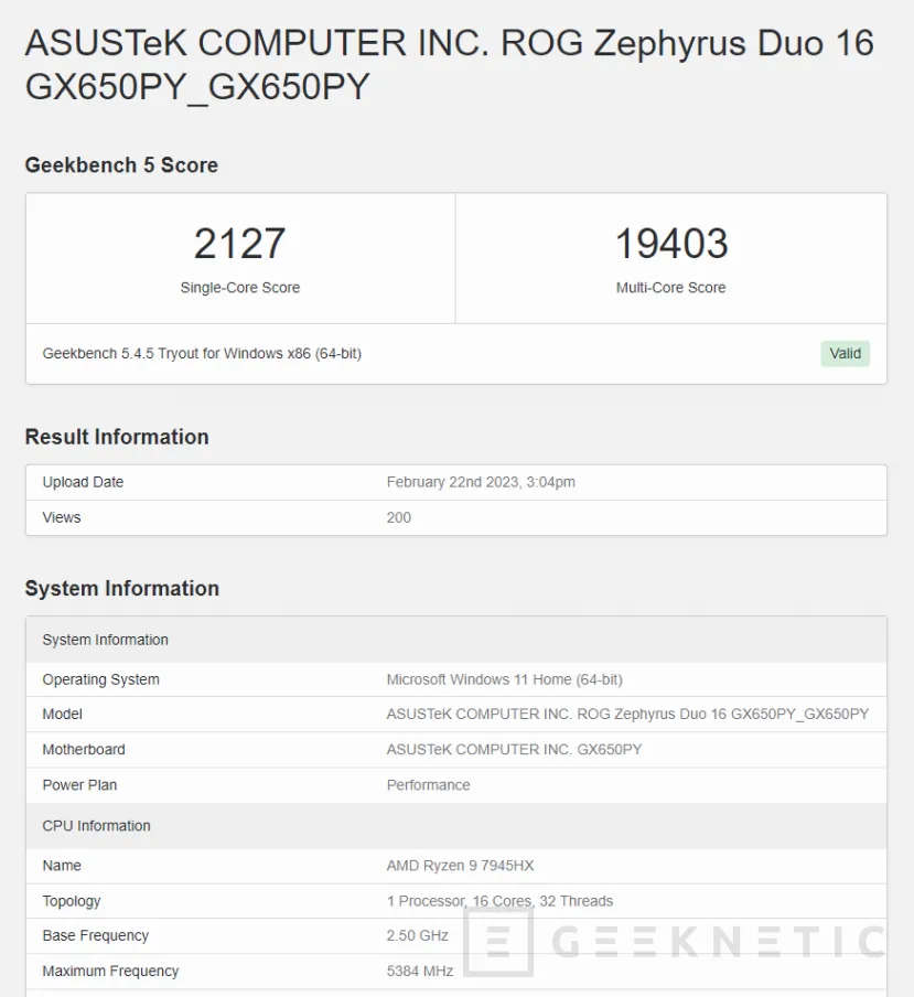 Geeknetic El AMD Ryzen 9 7945HX para portátiles obtiene una puntuación en Geekbench 5 muy cercana al Ryzen 9 7900X de escritorio 1