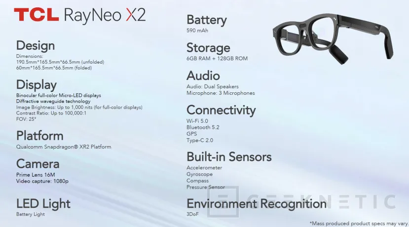 Geeknetic Las TCL RayNeo X2 son unas gafas de Realidad Aumentada con el Snapdragon XR2 y traducción simultánea 3